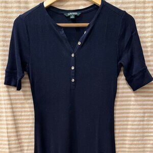 Ralph Lauren Navy Blue Cotton Dress
